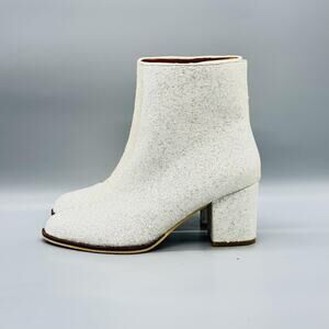Corkys Hey Girl Boots Womens 8 White Glitter Ankle Block Heel Booties